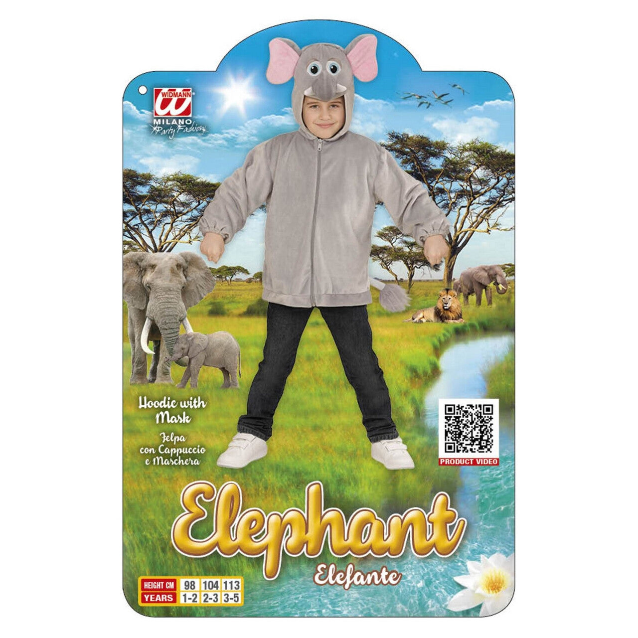 Op deze afbeelding zie je een Kostuums, van het merk Widmann. Hoodie Lind 98 Centimeter Ralf Olifant Kalf Kind
