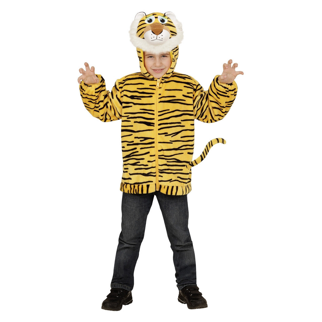 Op deze afbeelding zie je een Kostuums, van het merk Widmann. Hoodie 98 Centimeter Jungle Tijger Kind