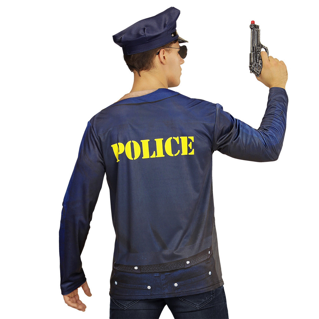 Op deze afbeelding zie je een Kostuums, van het merk Widmann. T-Shirt Lange Mouwen Potige Politie Man