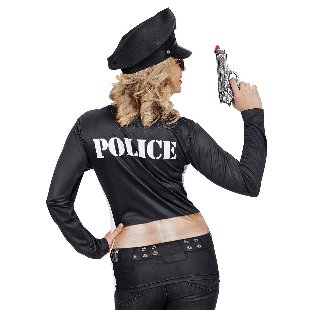 Op deze afbeelding zie je een Kostuums, van het merk Widmann. T-Shirt Lange Mouwen Lange Arm Der Wet Vrouw