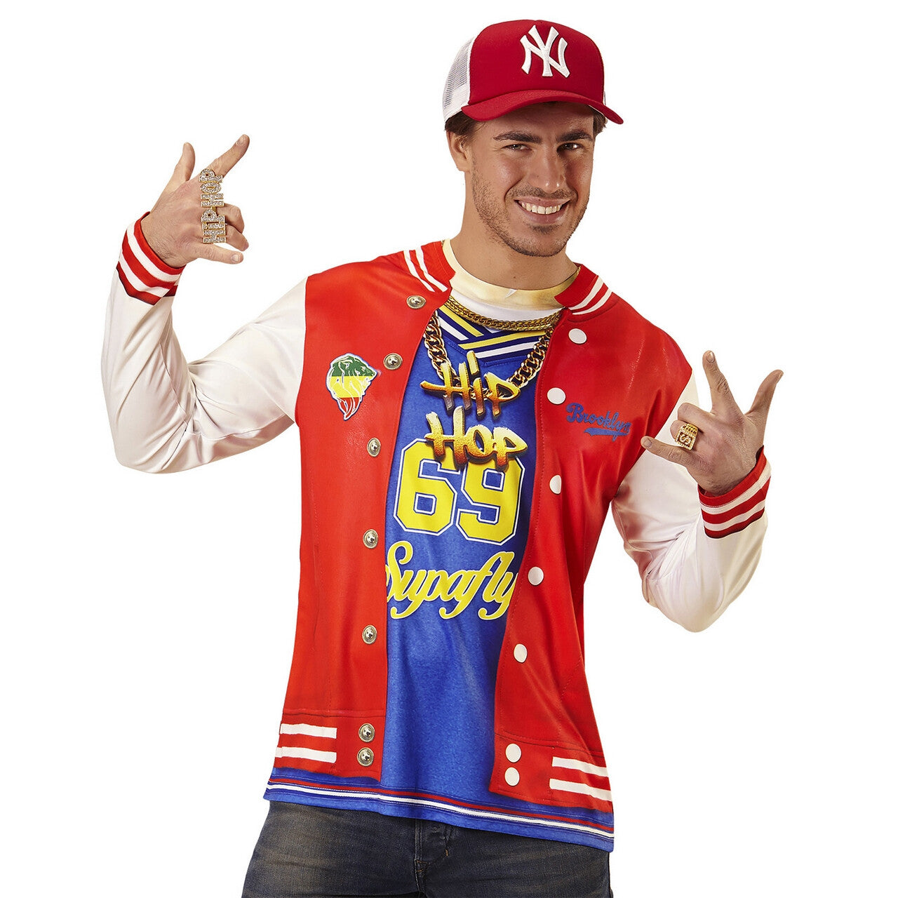 Op deze afbeelding zie je een Kostuums, van het merk Widmann. T-Shirt Lange Mouwen Hip Hop Hank Man
