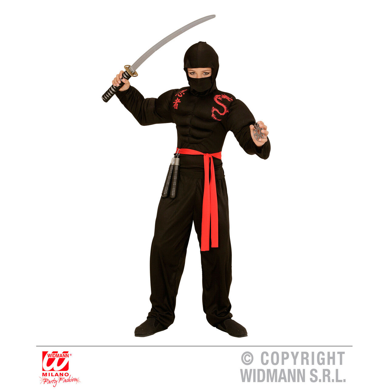Op deze afbeelding zie je een Kostuums, van het merk Widmann. Super Ninja Kind Jongen Kostuum