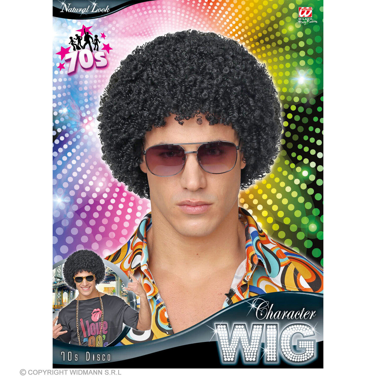 Op deze afbeelding zie je een Accessoires, van het merk Widmann. Kroeskop Soul Zanger Pruik Zwart