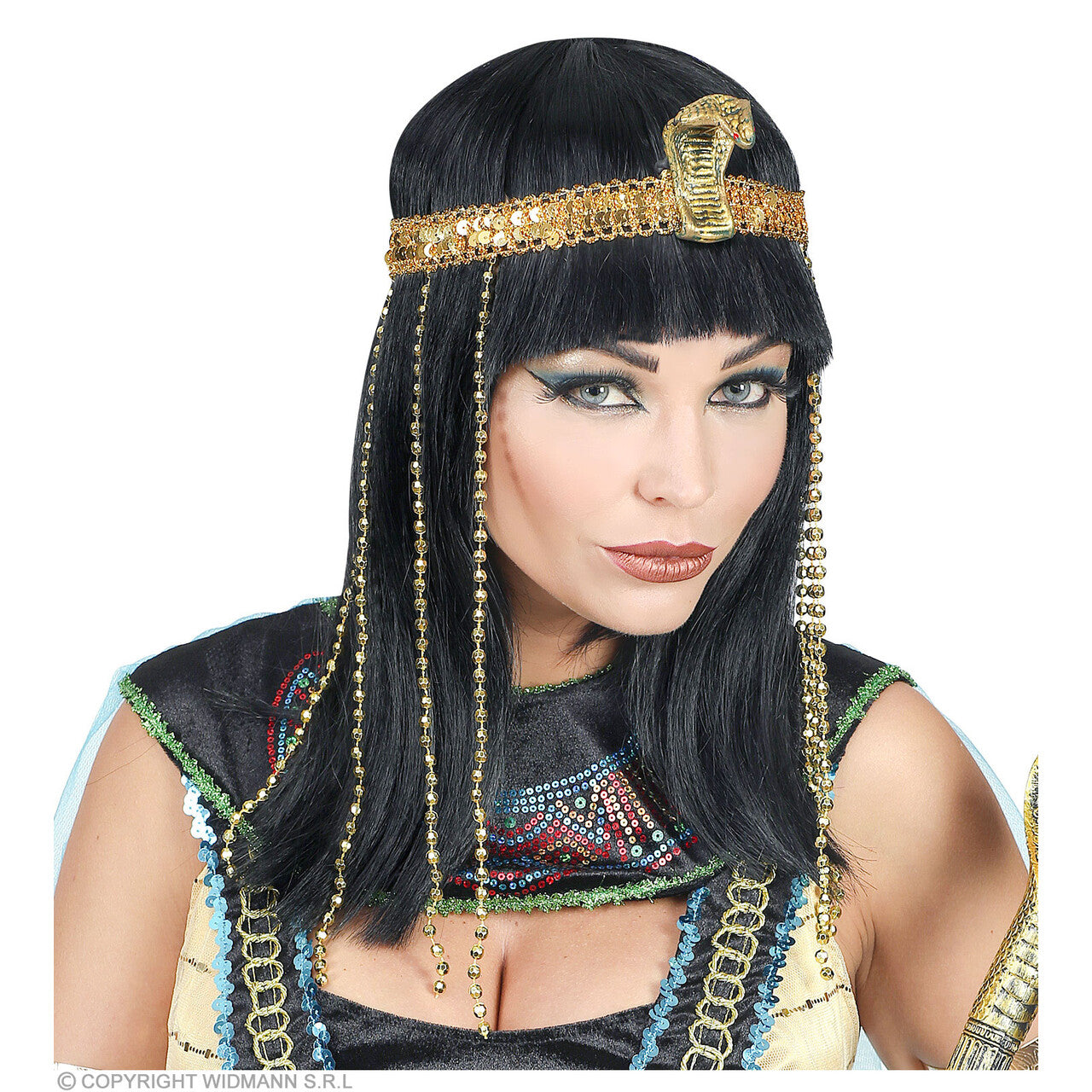 Op deze afbeelding zie je een Accessoires, van het merk Widmann. Cleopatra Pruik Met Slangenkop Haarband
