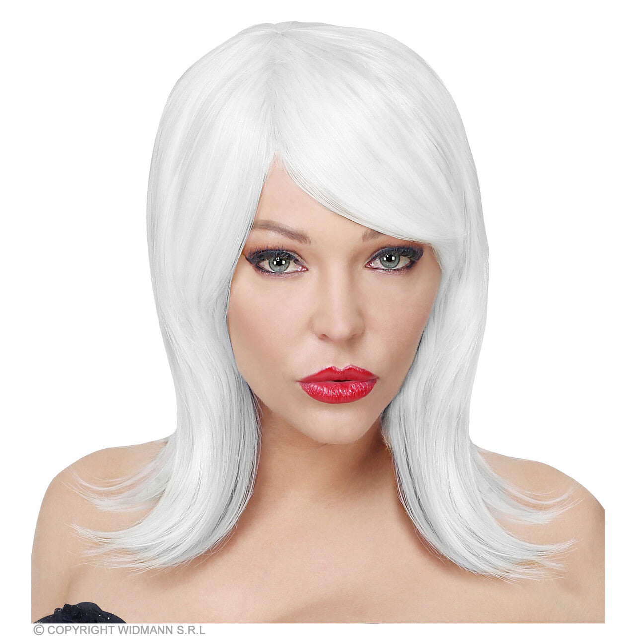 Op deze afbeelding zie je een Accessoires, van het merk Widmann. Noemi Cosplay Raar Wit Haar Pruik
