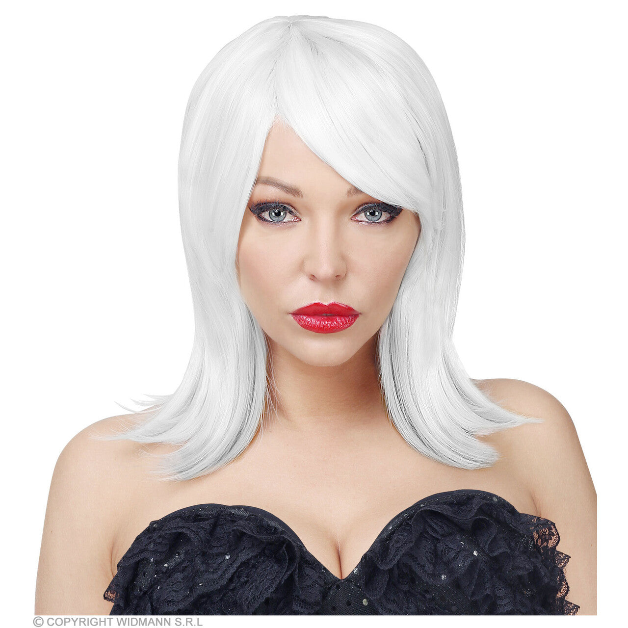 Op deze afbeelding zie je een Accessoires, van het merk Widmann. Noemi Cosplay Raar Wit Haar Pruik