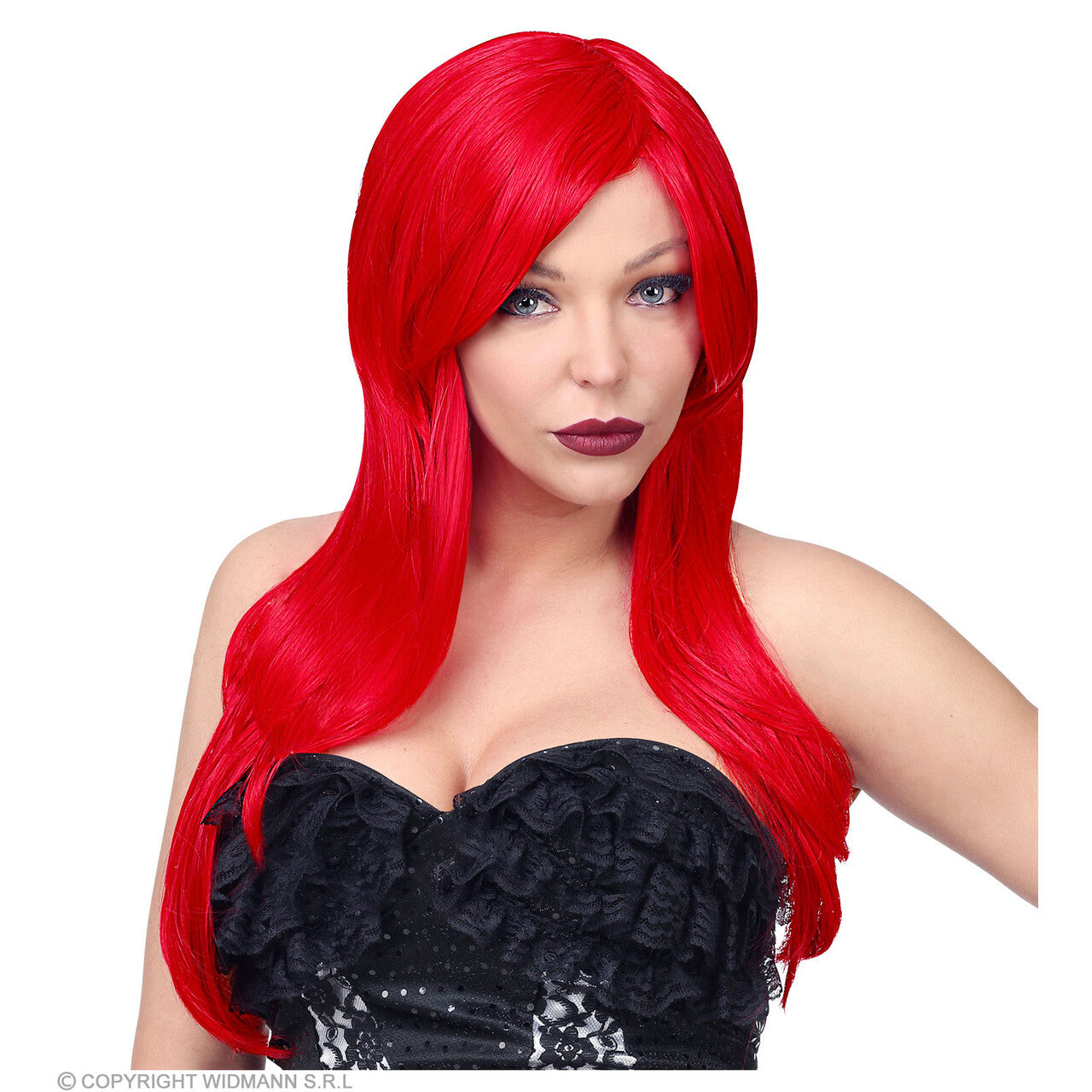 Op deze afbeelding zie je een Accessoires, van het merk Widmann. Jessica Rabbit Cosplay Pruik Lang Rood Haar