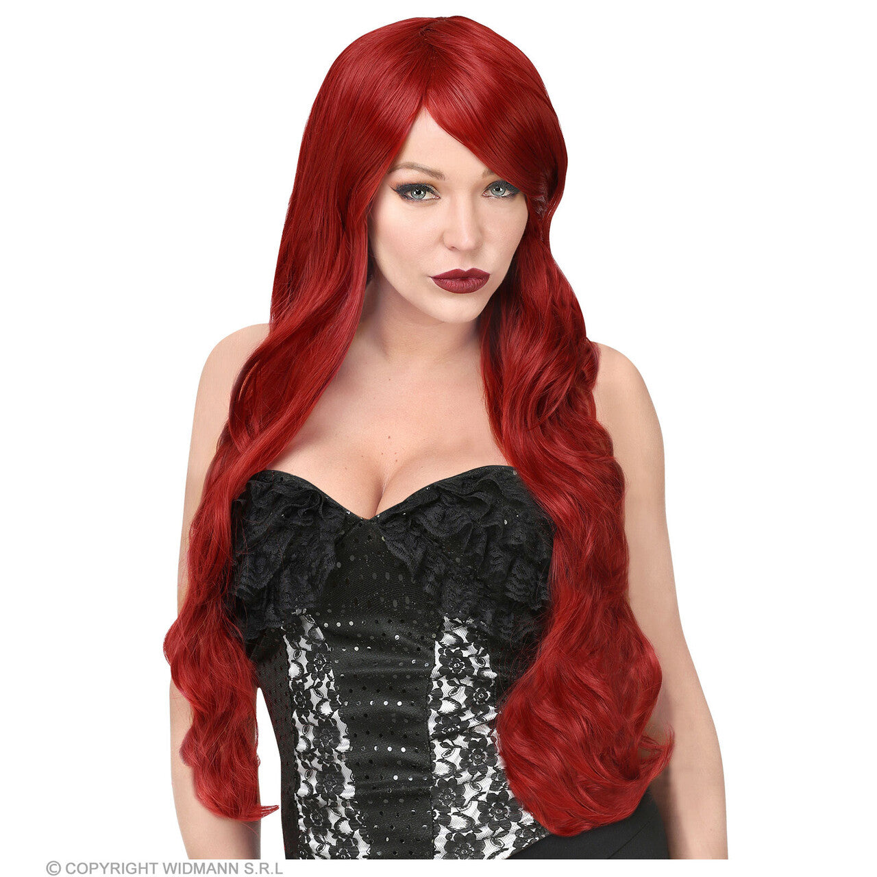 Op deze afbeelding zie je een Accessoires, van het merk Widmann. Kayla Cosplay Pruik Lang Rood