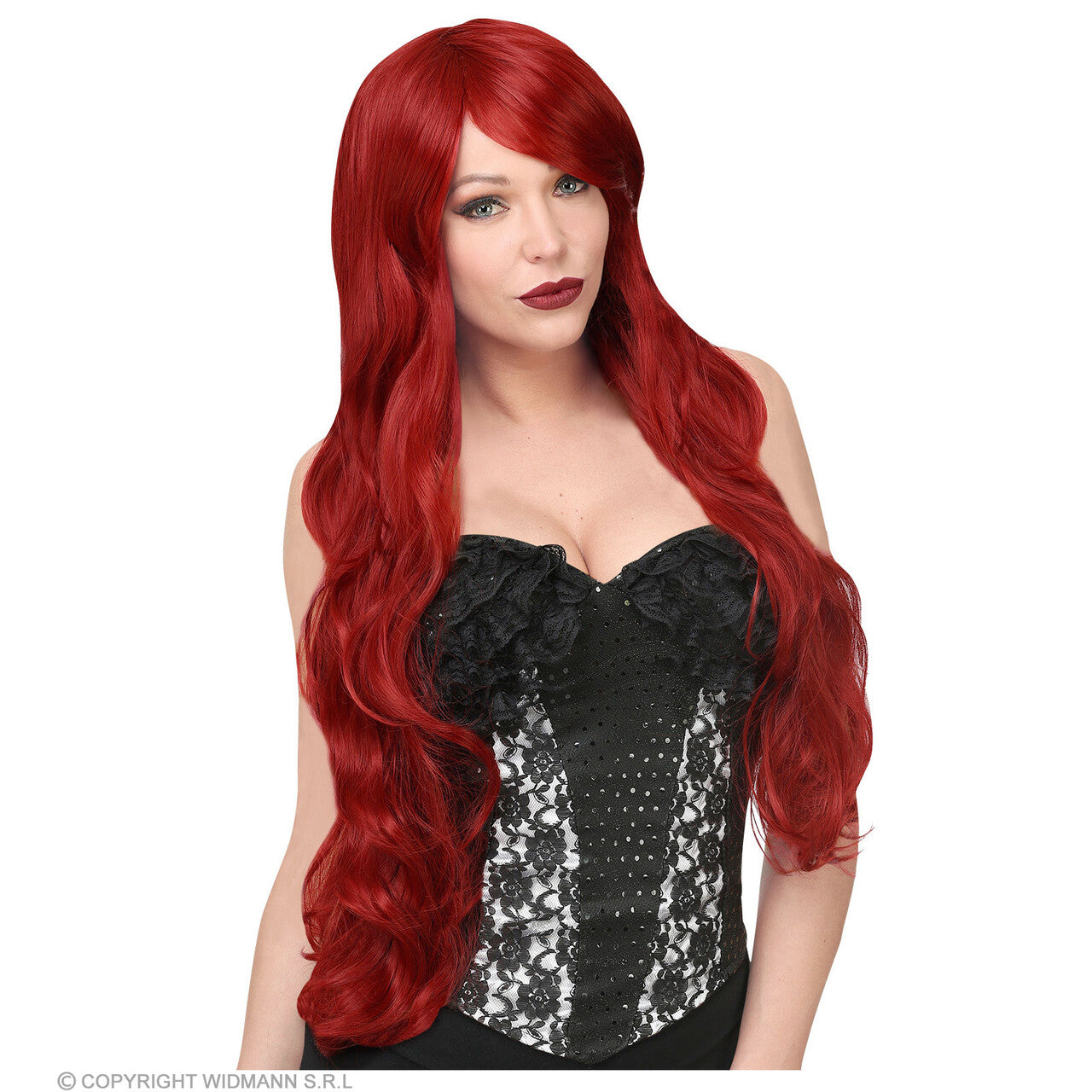 Op deze afbeelding zie je een Accessoires, van het merk Widmann. Kayla Cosplay Pruik Lang Rood
