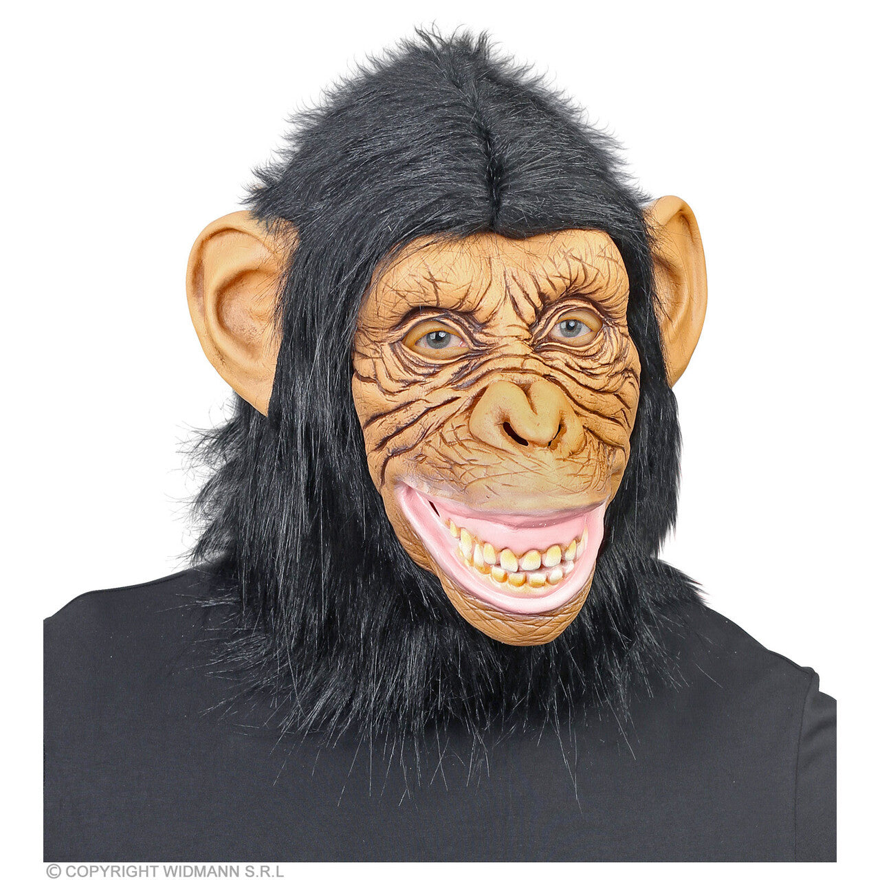 Op deze afbeelding zie je een Accessoires, van het merk Widmann. Masker Chimpansee Aap Met Pluche Haren