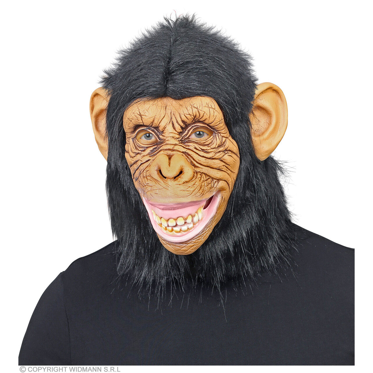 Op deze afbeelding zie je een Accessoires, van het merk Widmann. Masker Chimpansee Aap Met Pluche Haren