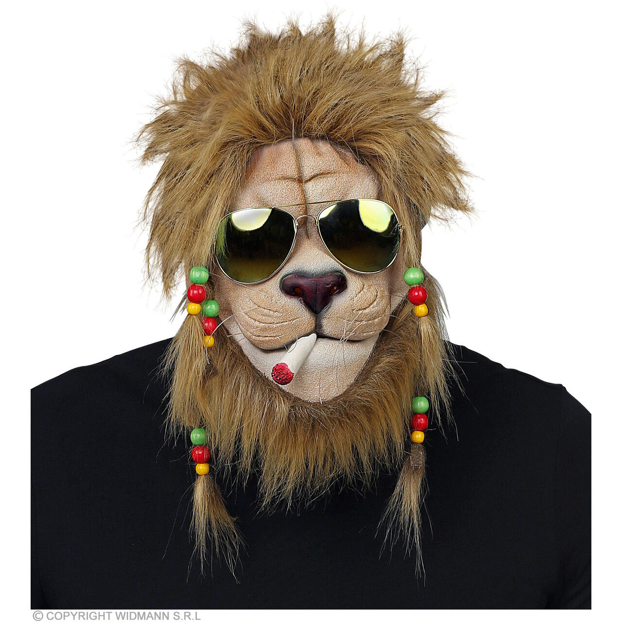 Op deze afbeelding zie je een Accessoires, van het merk Widmann. Rasta Leeuw Jamaica Masker Met Zonnebril