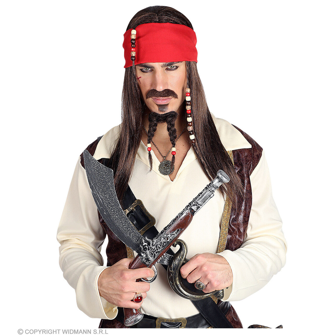 Op deze afbeelding zie je een Accessoires, van het merk Widmann. Piraten Set Pruik, Baard, Sik En Bandana