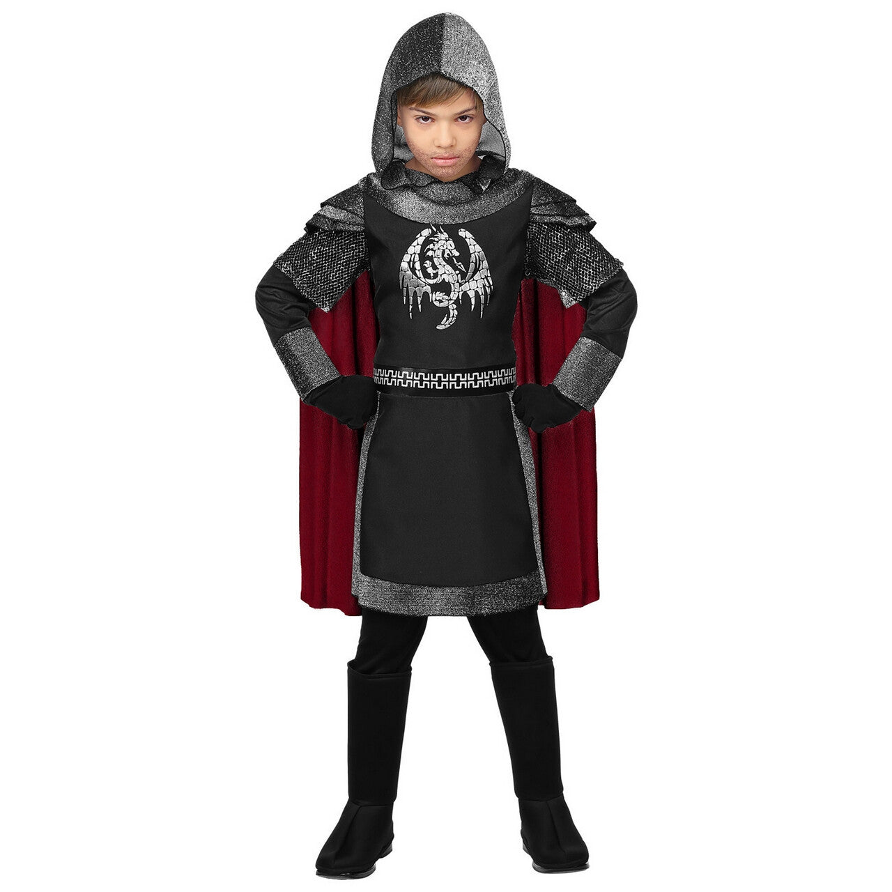 Op deze afbeelding zie je een Kostuums, van het merk Widmann. Duistere Draken Ridder Jongen Kostuum