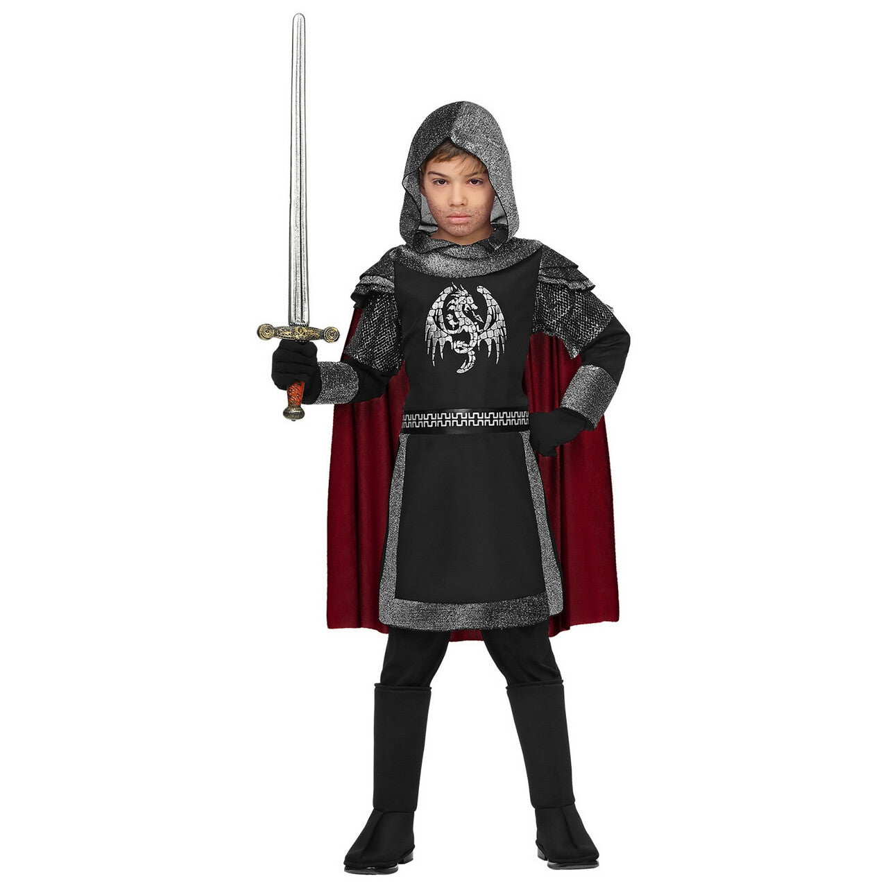 Op deze afbeelding zie je een Kostuums, van het merk Widmann. Duistere Draken Ridder Jongen Kostuum