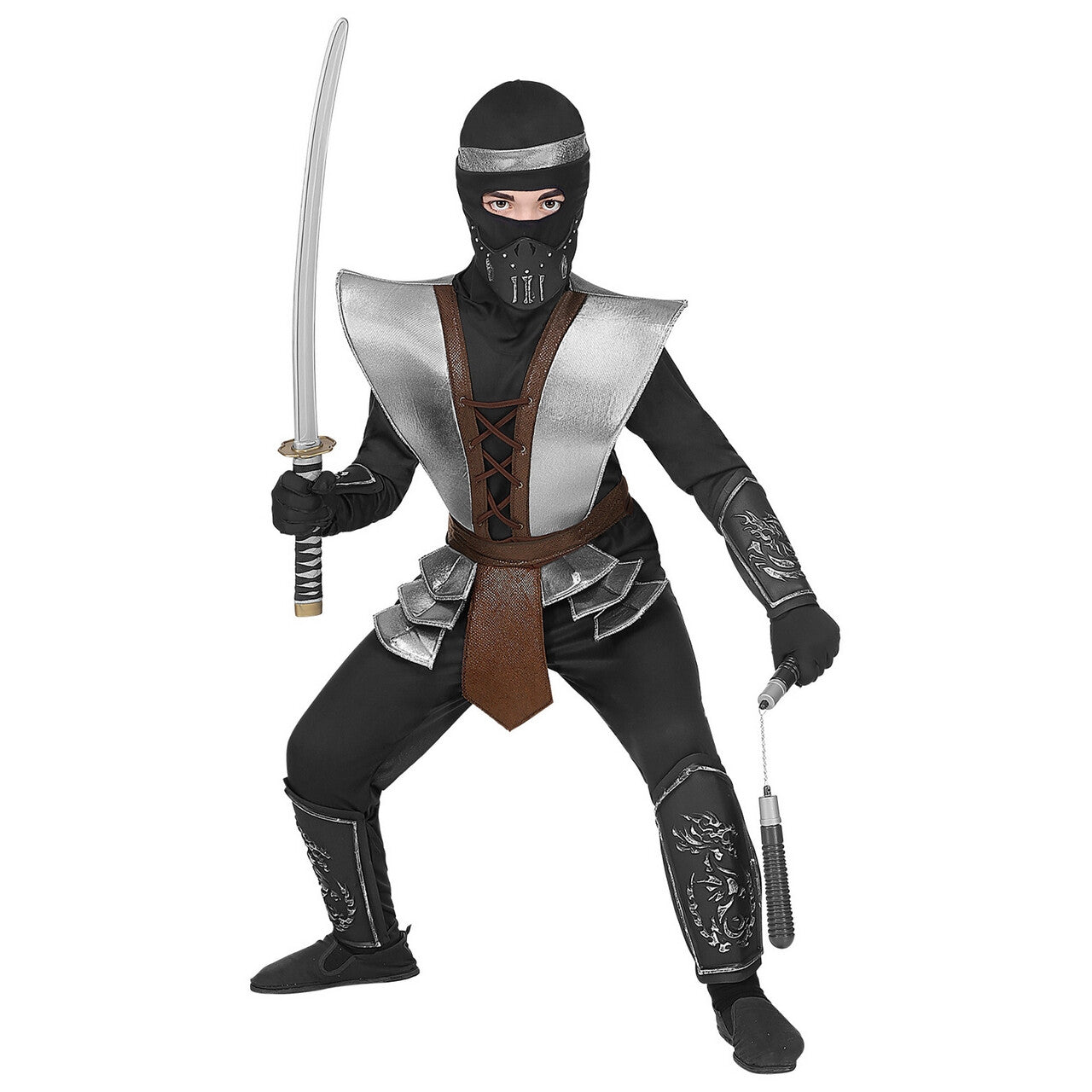 Op deze afbeelding zie je een Kostuums, van het merk Widmann. Ninja Meester Zoevend Zwaard Jongen Kostuum