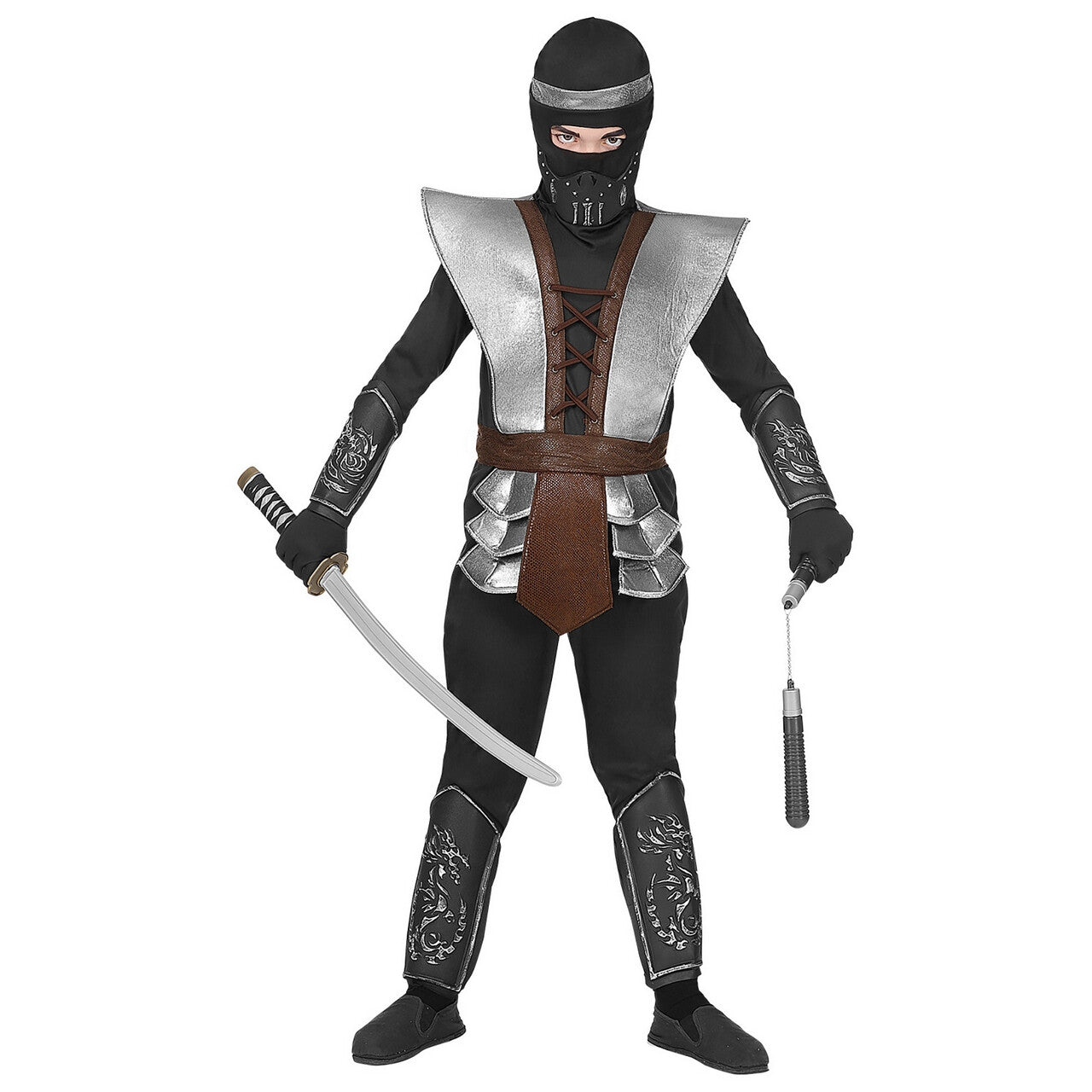 Op deze afbeelding zie je een Kostuums, van het merk Widmann. Ninja Meester Zoevend Zwaard Jongen Kostuum