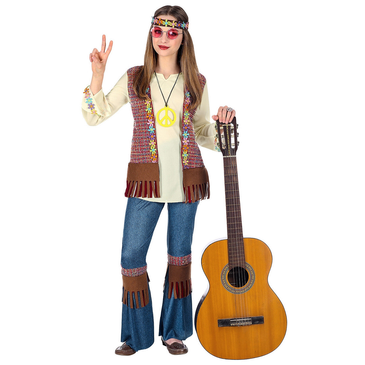 Op deze afbeelding zie je een Kostuums, van het merk Widmann. Hippie Eindeloze Zomer Meisje Kostuum