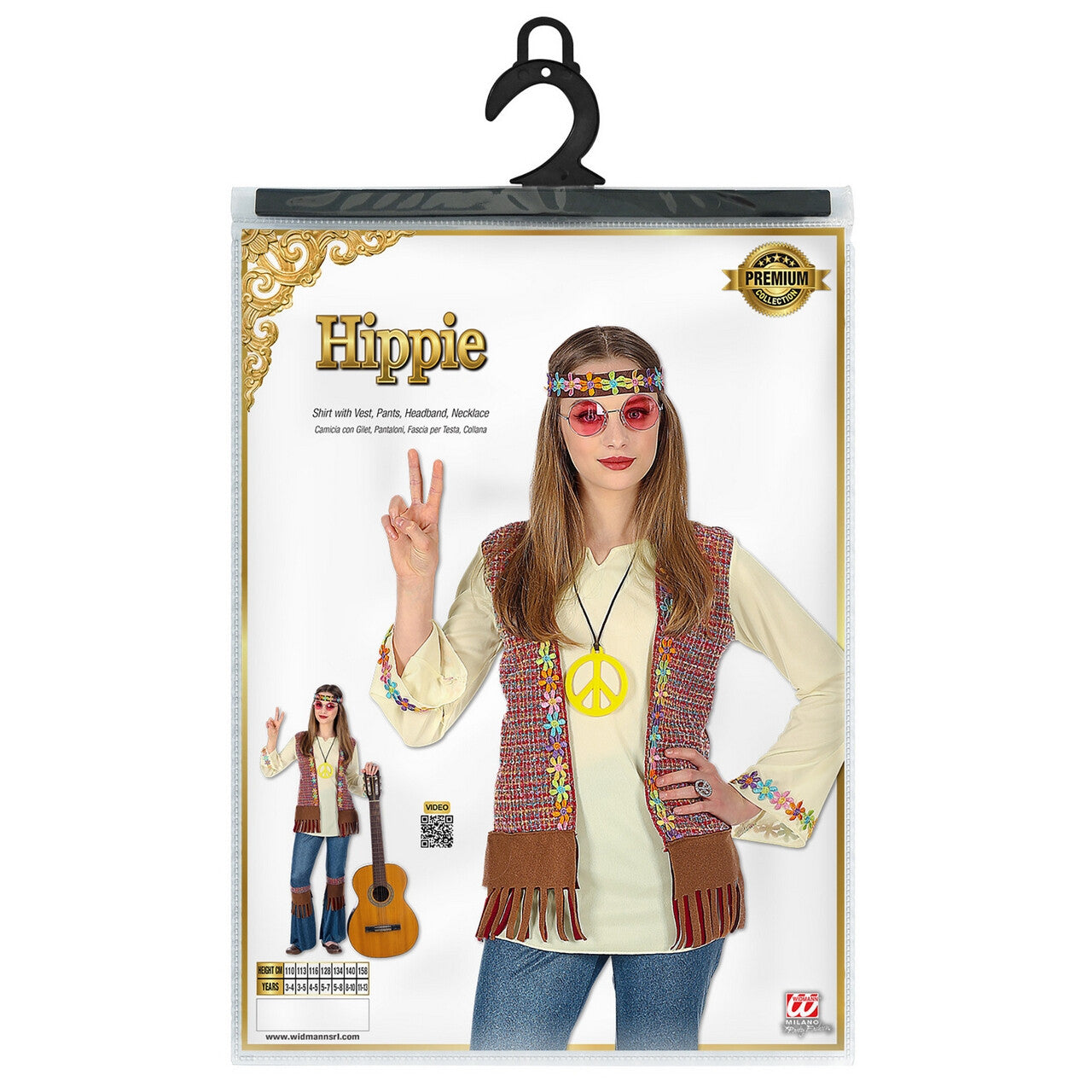 Op deze afbeelding zie je een Kostuums, van het merk Widmann. Hippie Eindeloze Zomer Meisje Kostuum