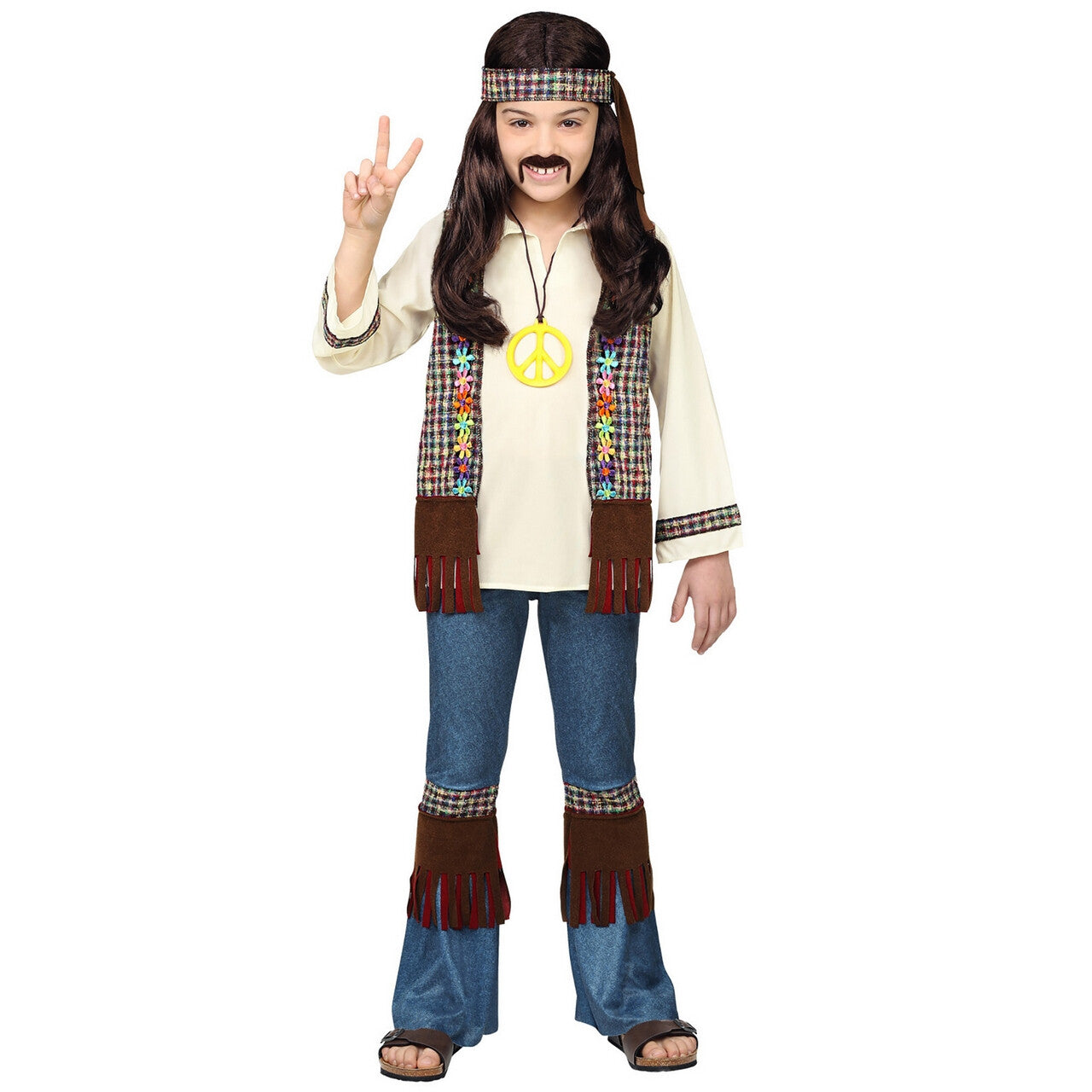 Op deze afbeelding zie je een Kostuums, van het merk Widmann. Hippie Lekker Blijven Hangen In De Jaren 60 Jongen Kostuum