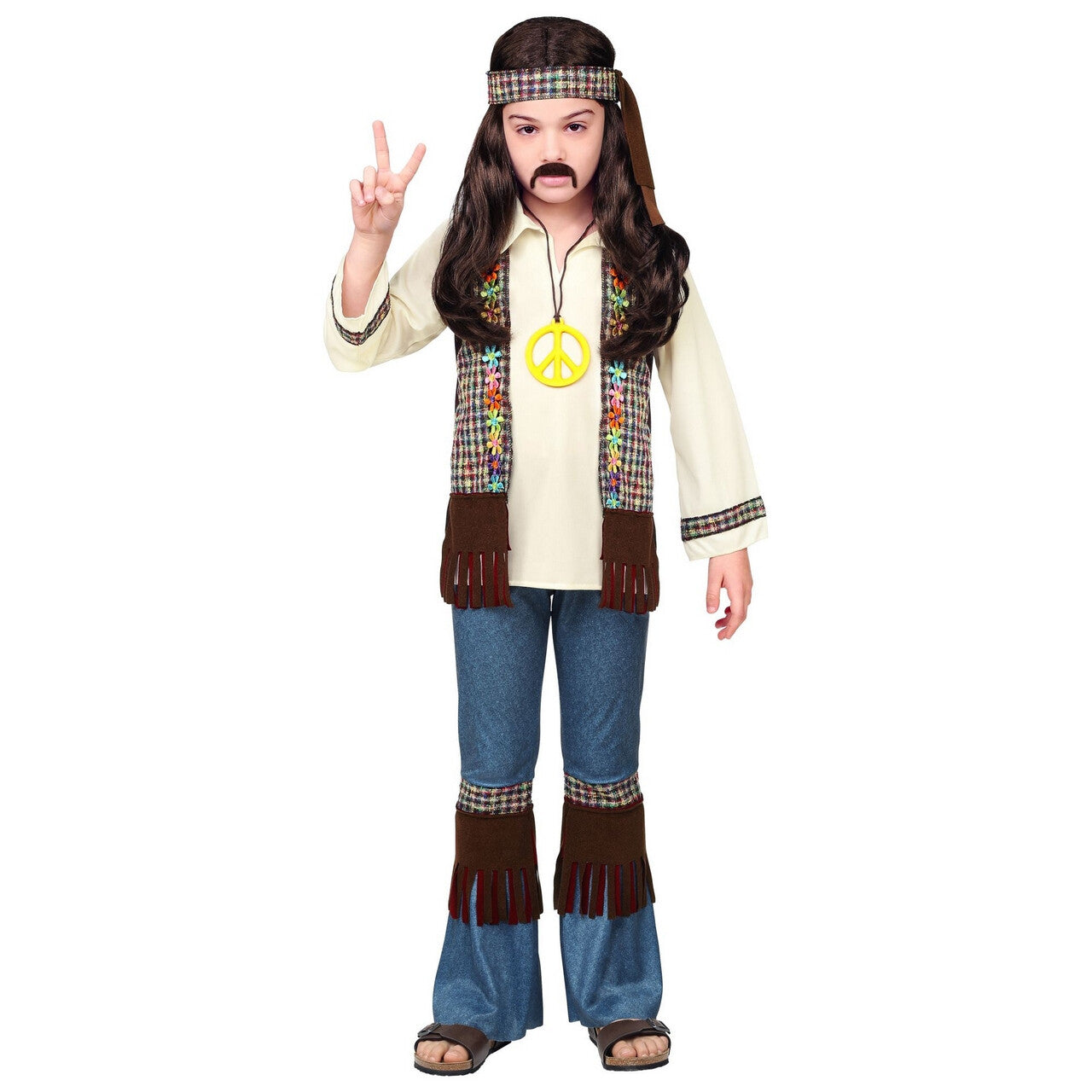 Op deze afbeelding zie je een Kostuums, van het merk Widmann. Hippie Lekker Blijven Hangen In De Jaren 60 Jongen Kostuum