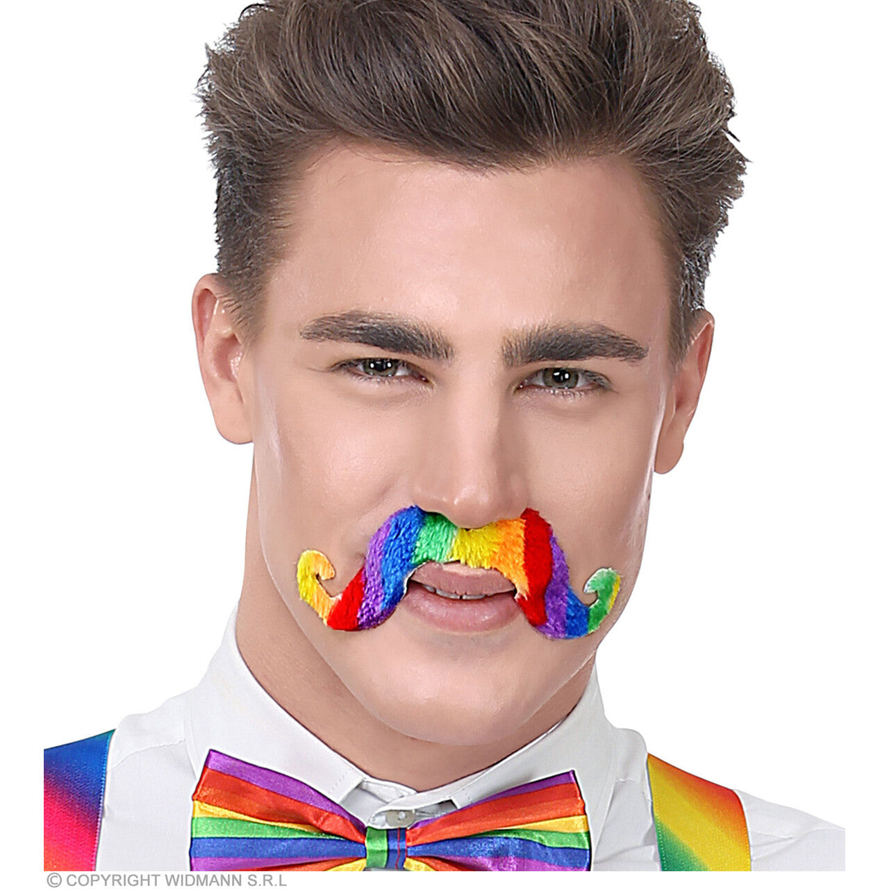Op deze afbeelding zie je een Accessoires, van het merk Widmann. Vrolijke Regenboog Snor