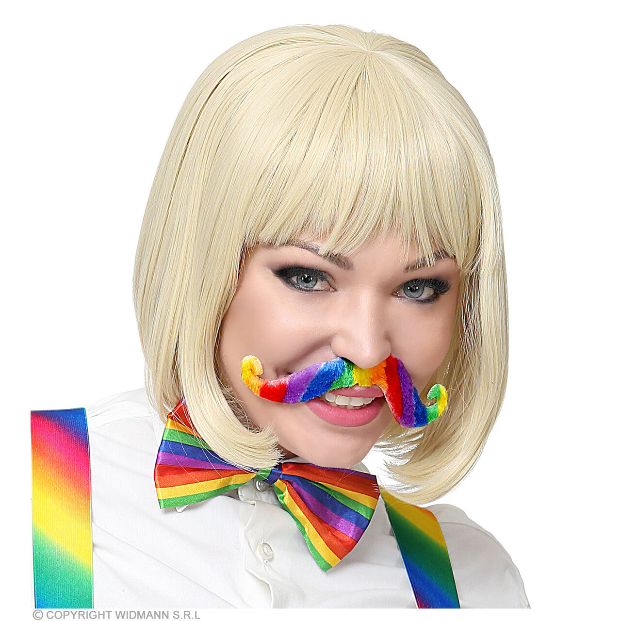 Op deze afbeelding zie je een Accessoires, van het merk Widmann. Vrolijke Regenboog Snor