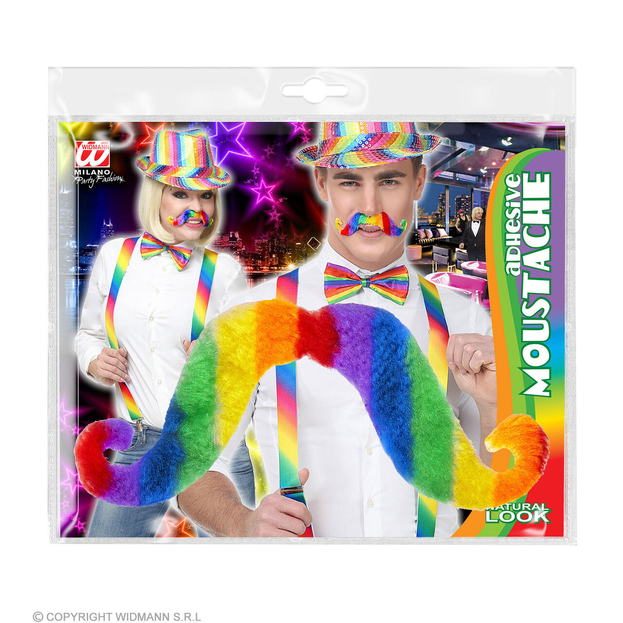 Op deze afbeelding zie je een Accessoires, van het merk Widmann. Vrolijke Regenboog Snor