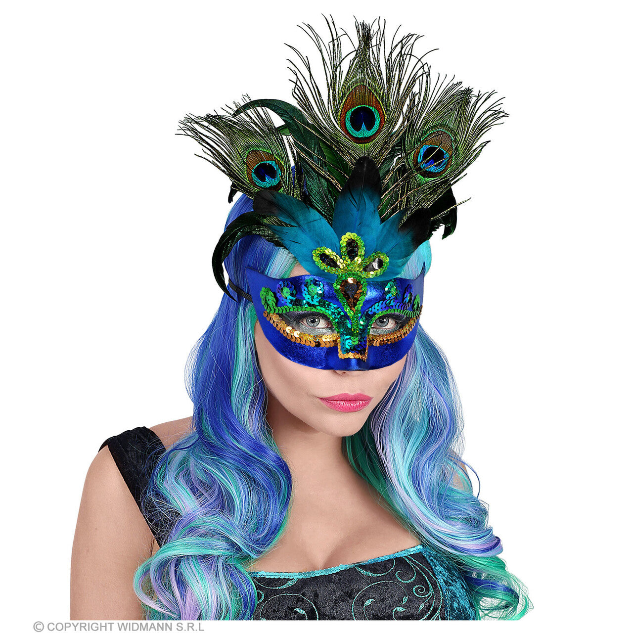 Op deze afbeelding zie je een Accessoires, van het merk Widmann. Luxe Uitgevoerd Pauwen Masker