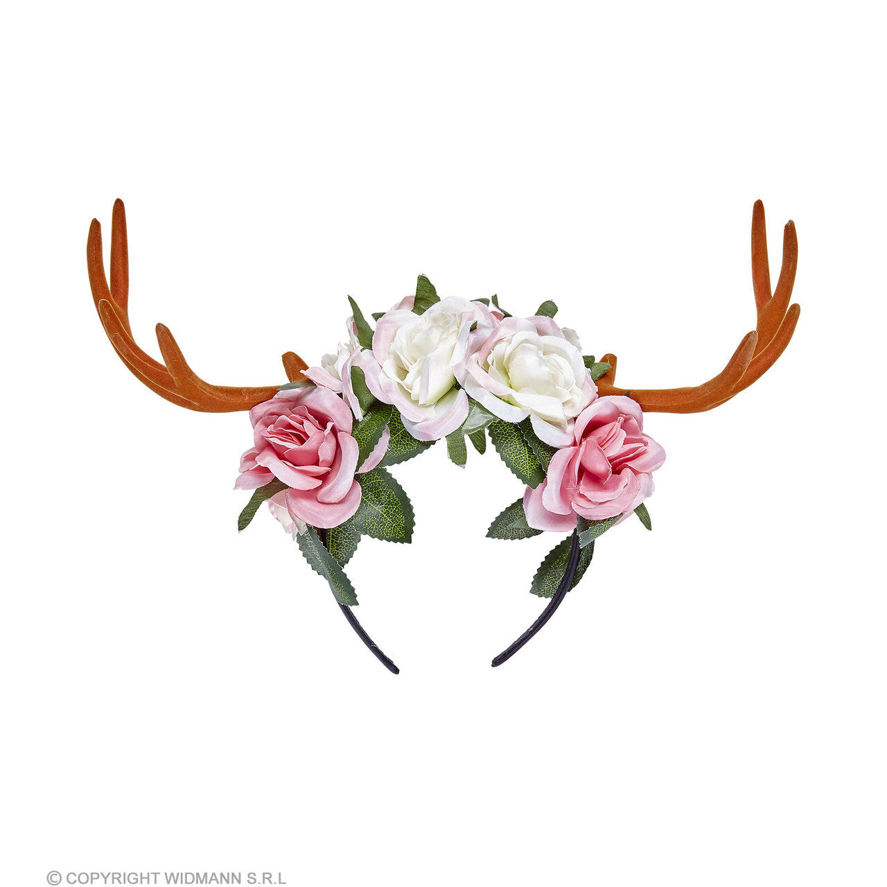 Op deze afbeelding zie je een Accessoires, van het merk Widmann. Hoofdband Gewei Faun Met Bloemen