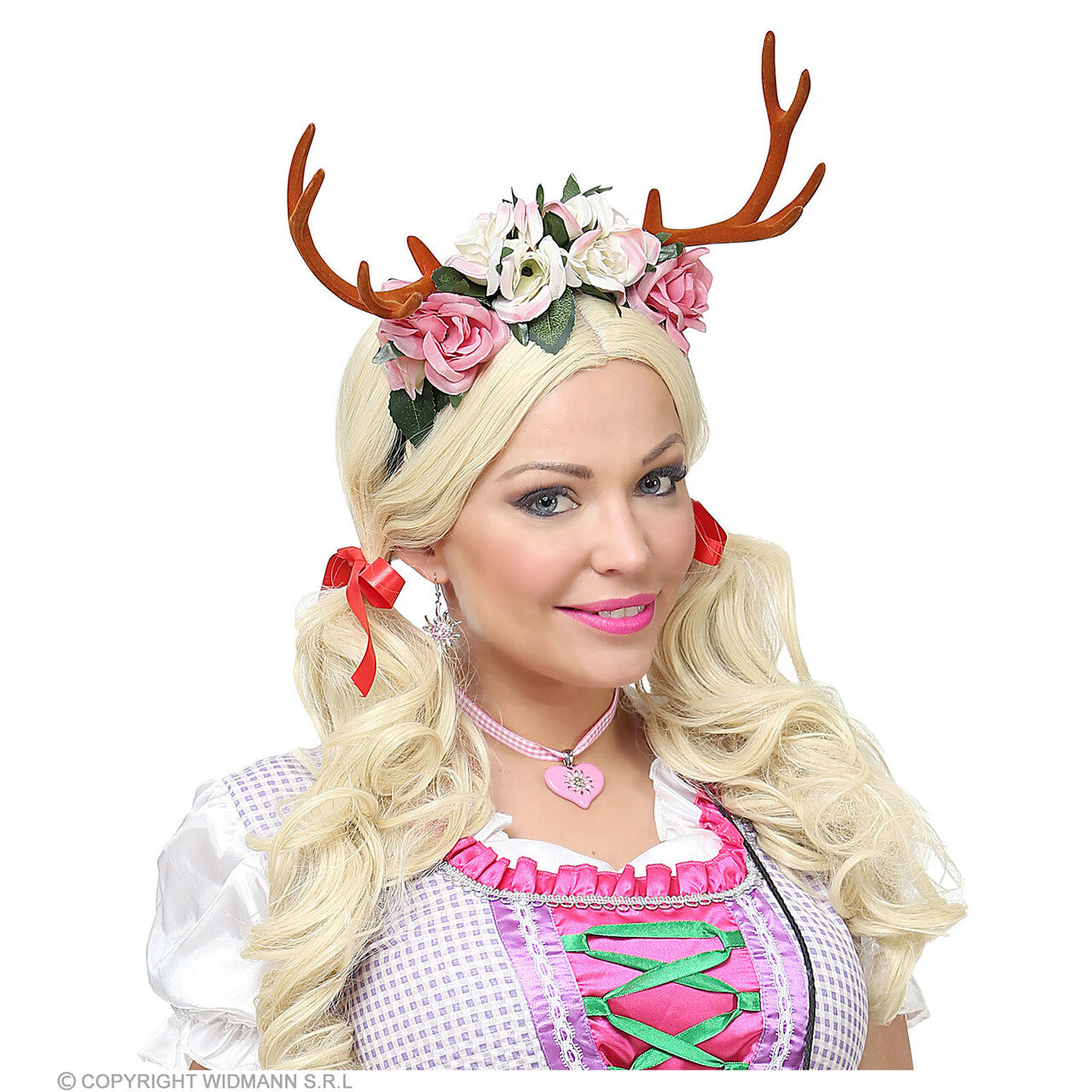 Op deze afbeelding zie je een Accessoires, van het merk Widmann. Hoofdband Gewei Faun Met Bloemen