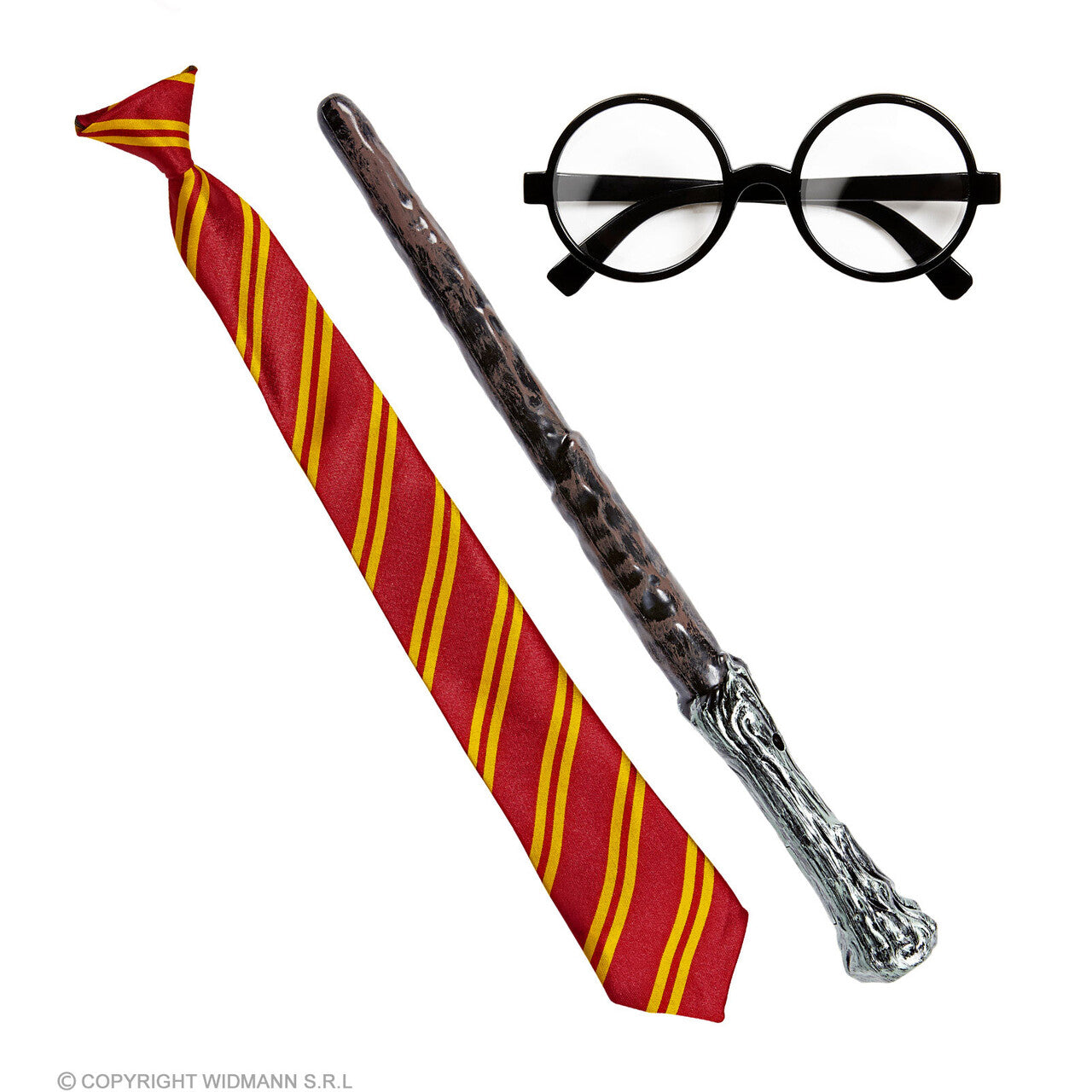 Op deze afbeelding zie je een Accessoires, van het merk Widmann. Tovenaarsleerling Set Bril, Stropdas, Staf