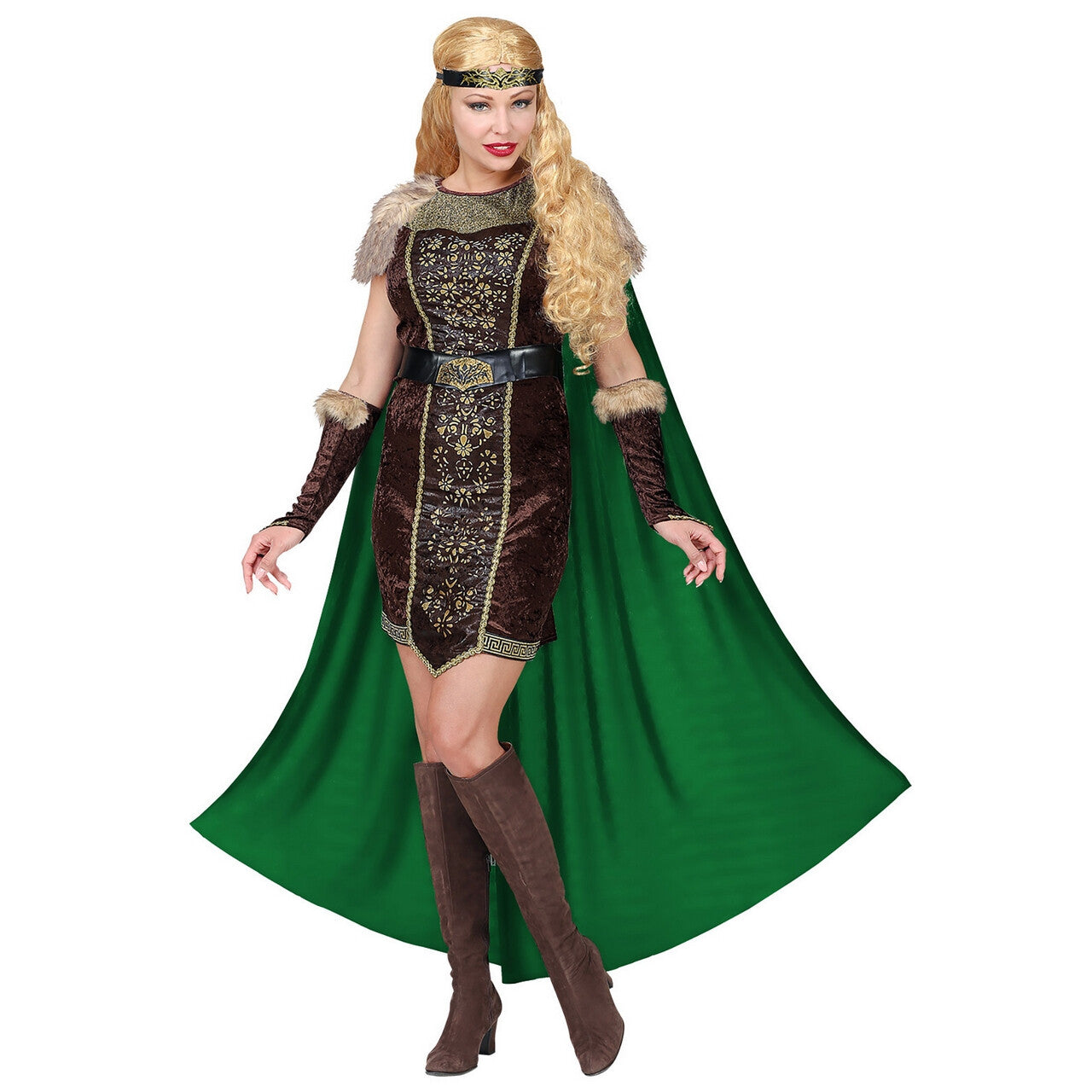 Op deze afbeelding zie je een Kostuums, van het merk Widmann. Onoverwinnelijke Viking Fridrika Vrouw Kostuum