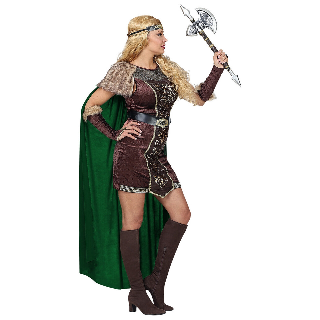 Op deze afbeelding zie je een Kostuums, van het merk Widmann. Onoverwinnelijke Viking Fridrika Vrouw Kostuum