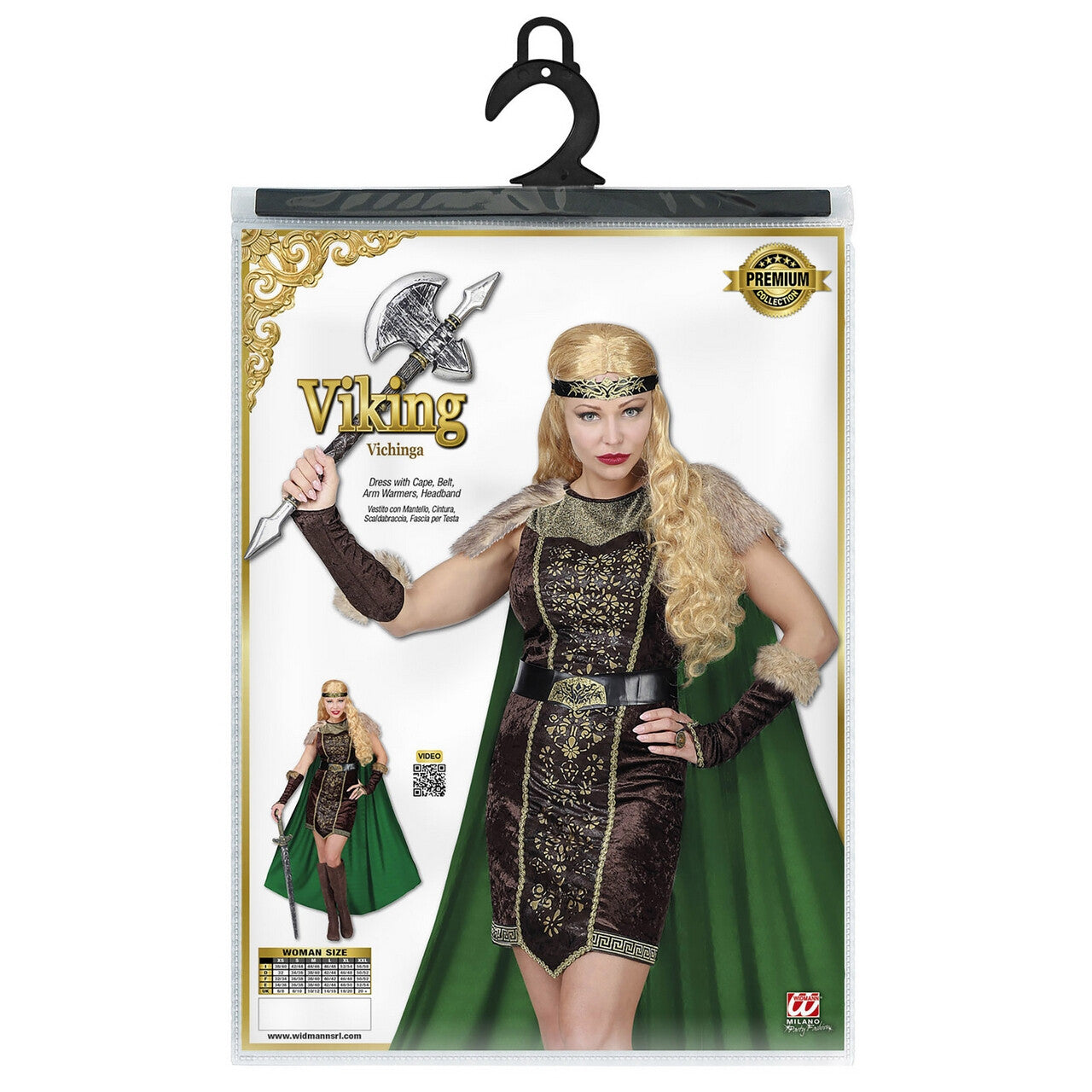 Op deze afbeelding zie je een Kostuums, van het merk Widmann. Onoverwinnelijke Viking Fridrika Vrouw Kostuum