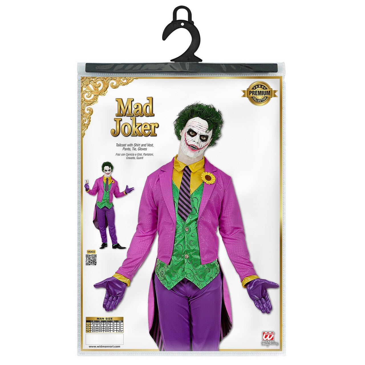 Op deze afbeelding zie je een Kostuums, van het merk Widmann. Belachelijk Dwaze Joker Man Kostuum