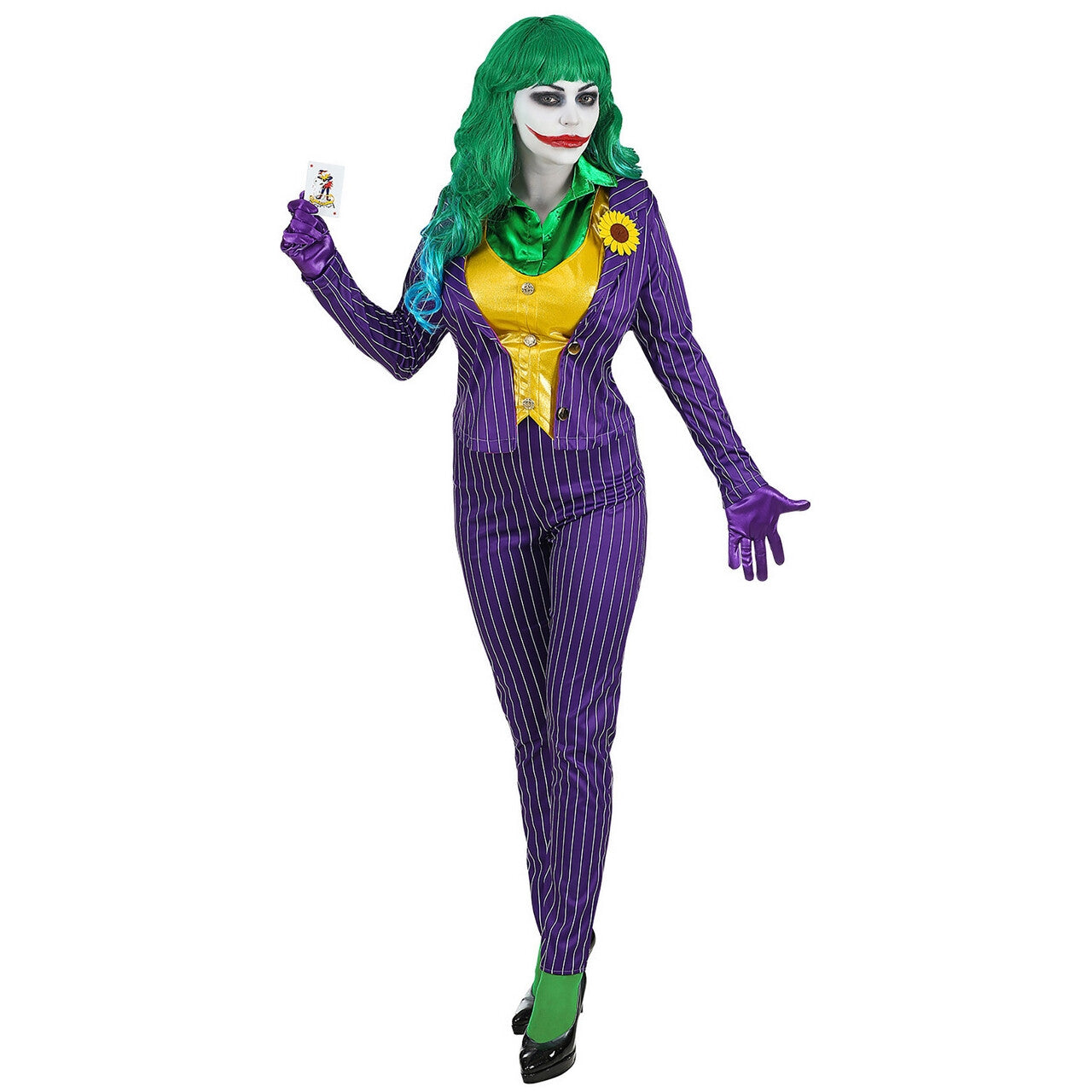 Op deze afbeelding zie je een Kostuums, van het merk Widmann. Zwaar Gestoorde Joker Batman Vrouw Kostuum