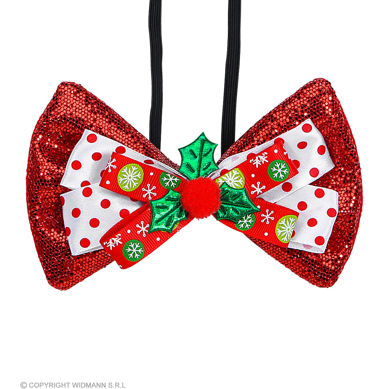 Op deze afbeelding zie je een Accessoires, van het merk Widmann. Vlinderdas Kerst Met Hulst Rood