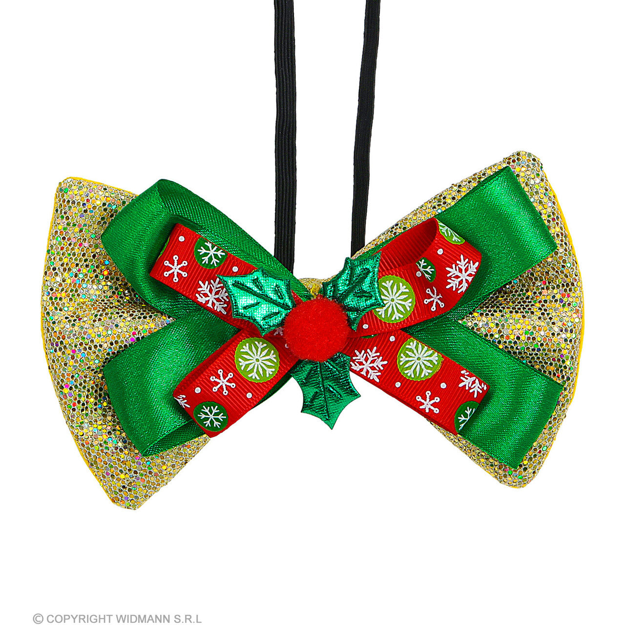 Op deze afbeelding zie je een Accessoires, van het merk Widmann. Vlinderdas Kerst Met Hulst Goud