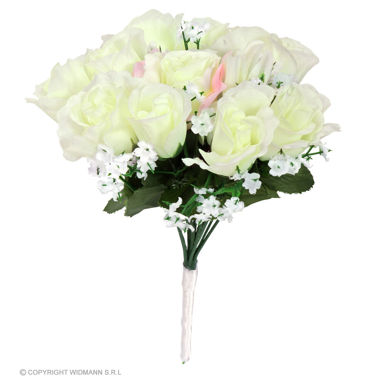 Op deze afbeelding zie je een Decoratie, van het merk Widmann. Bruidsboeket Witte Rozen