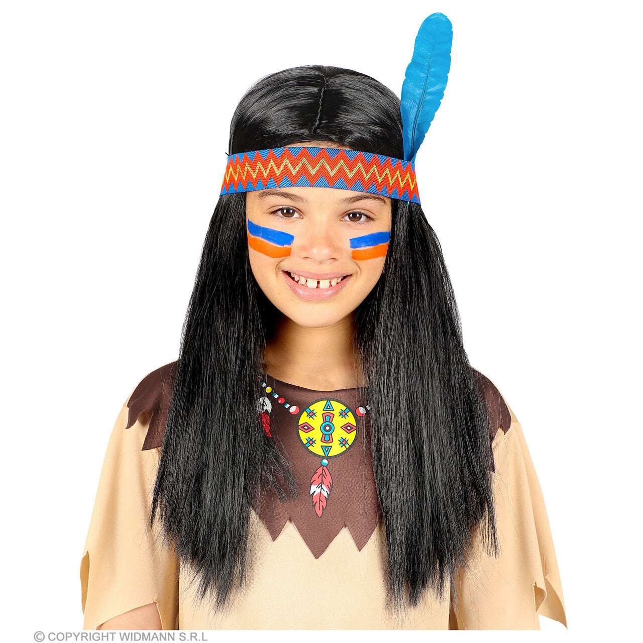 Op deze afbeelding zie je een Accessoires, van het merk Widmann. Asakiwaki Indianen Pruik Met Hoofdband