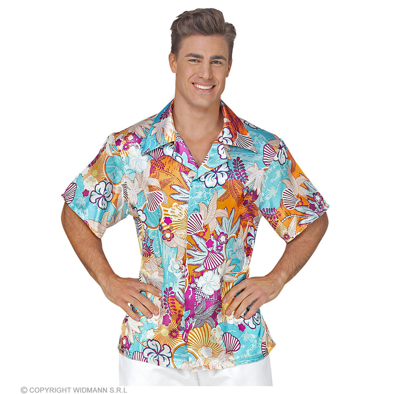 Op deze afbeelding zie je een Kostuums, van het merk Widmann. Hawaii Shirt Koele Magnum Man