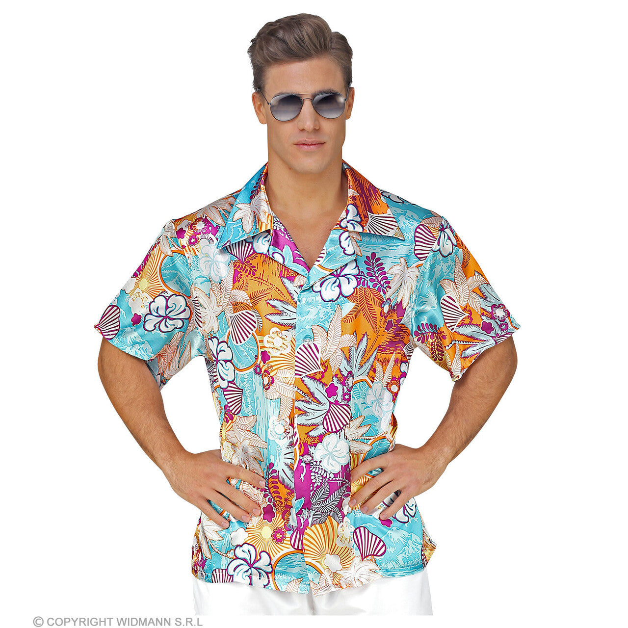 Op deze afbeelding zie je een Kostuums, van het merk Widmann. Hawaii Shirt Koele Magnum Man