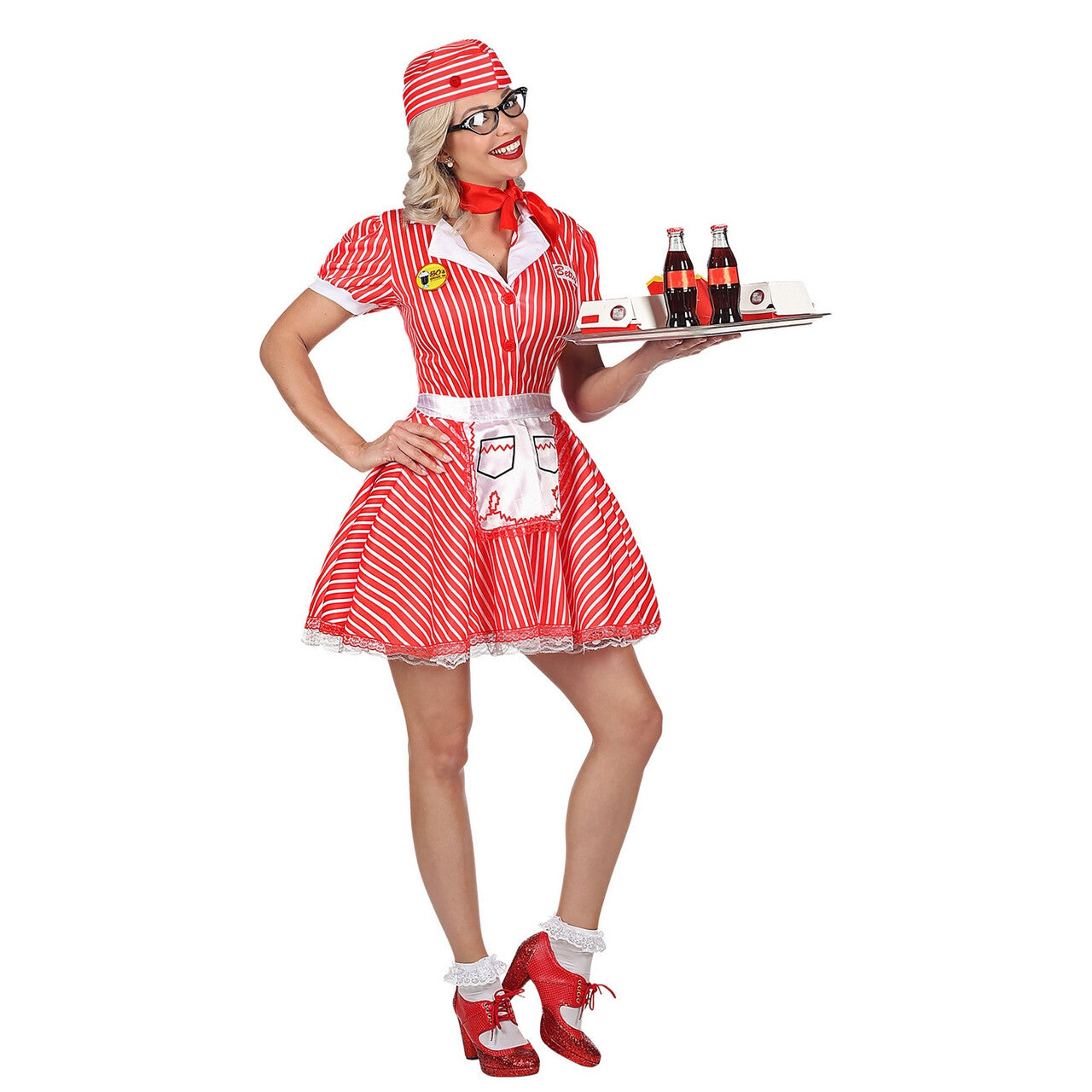 Op deze afbeelding zie je een Kostuums, van het merk Widmann. Serveester Amerikaanse Diner Vrouw Kostuum