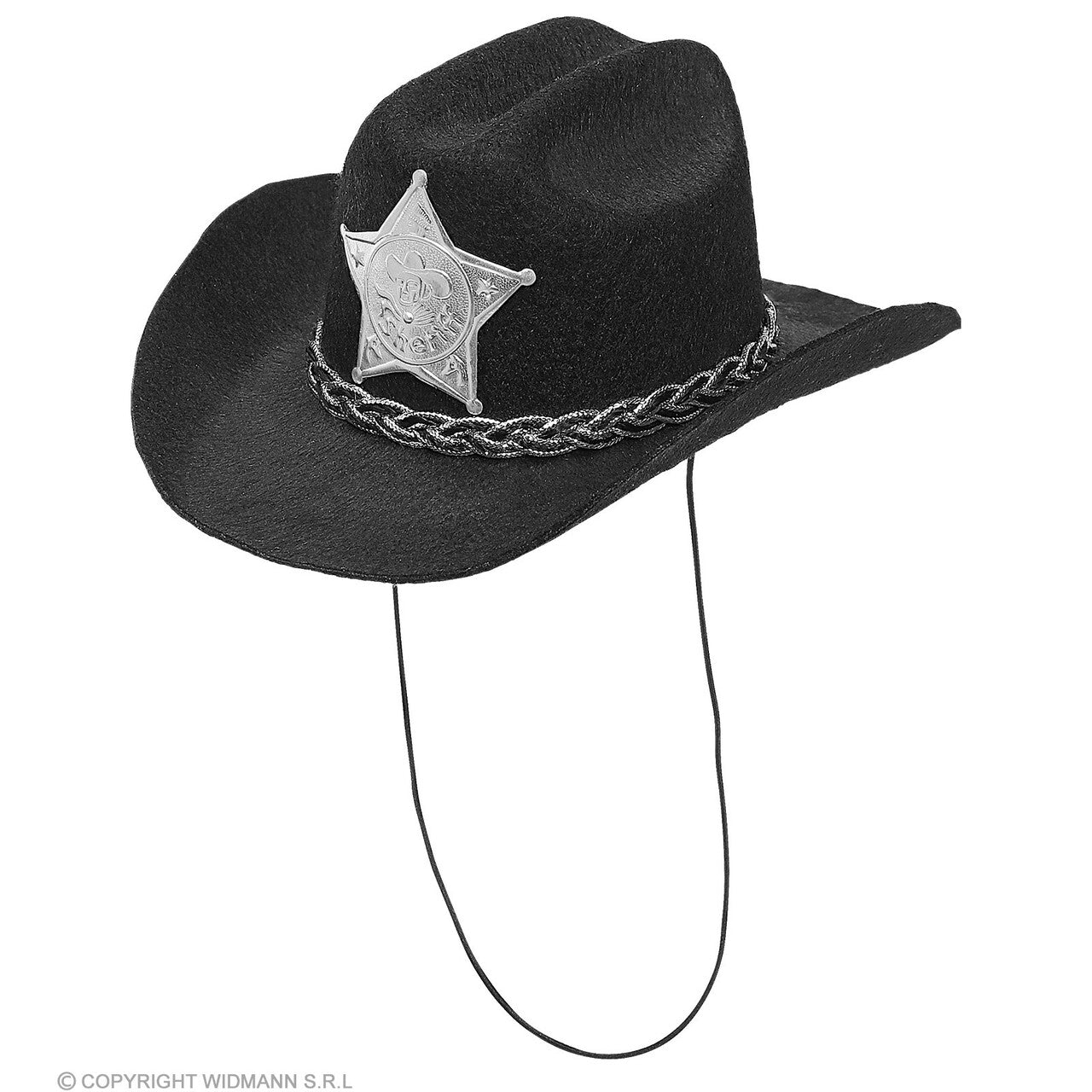 Op deze afbeelding zie je een Accessoires, van het merk Widmann. Mini Cowboy Hoed Met Ster Sheriff Zwart