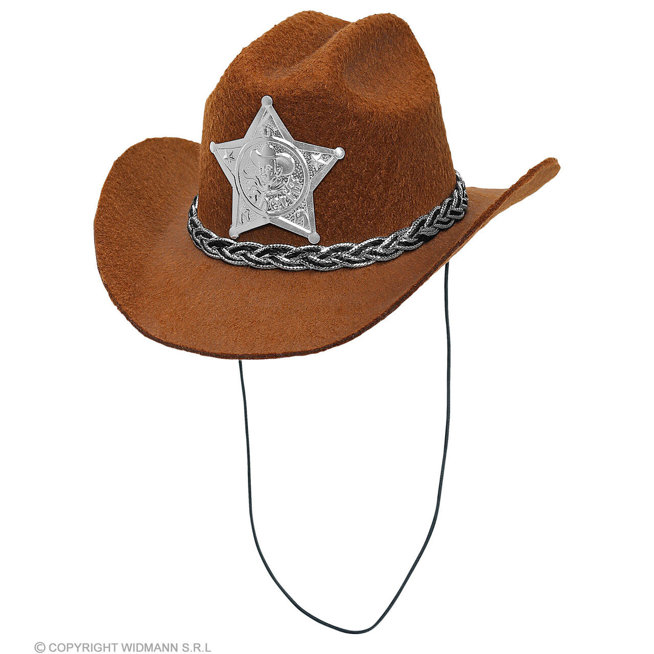 Op deze afbeelding zie je een Accessoires, van het merk Widmann. Mini Cowboy Hoed Met Ster Sheriff Bruin