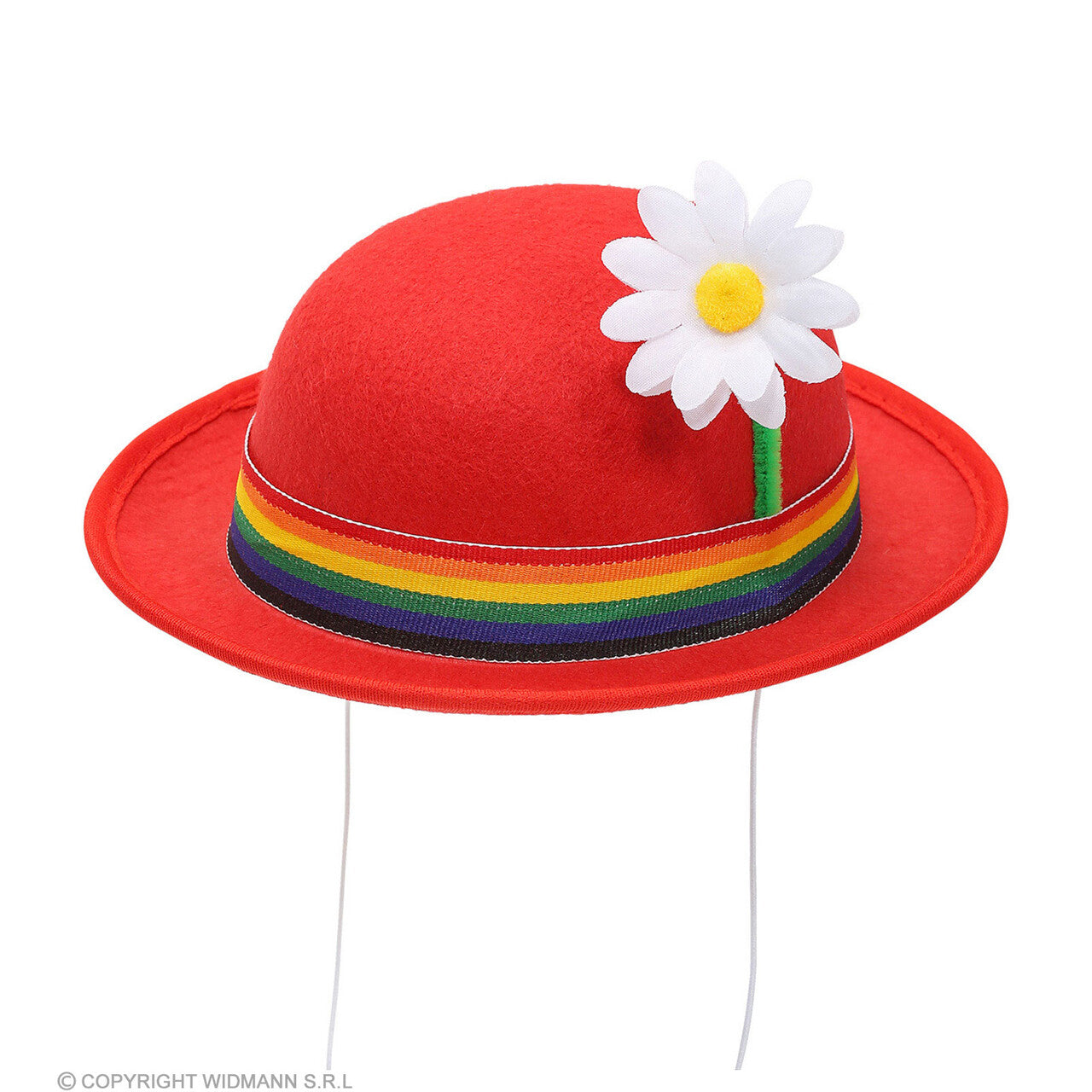 Op deze afbeelding zie je een Accessoires, van het merk Widmann. Vrolijke Rode Bolhoed Clown Met Bloem