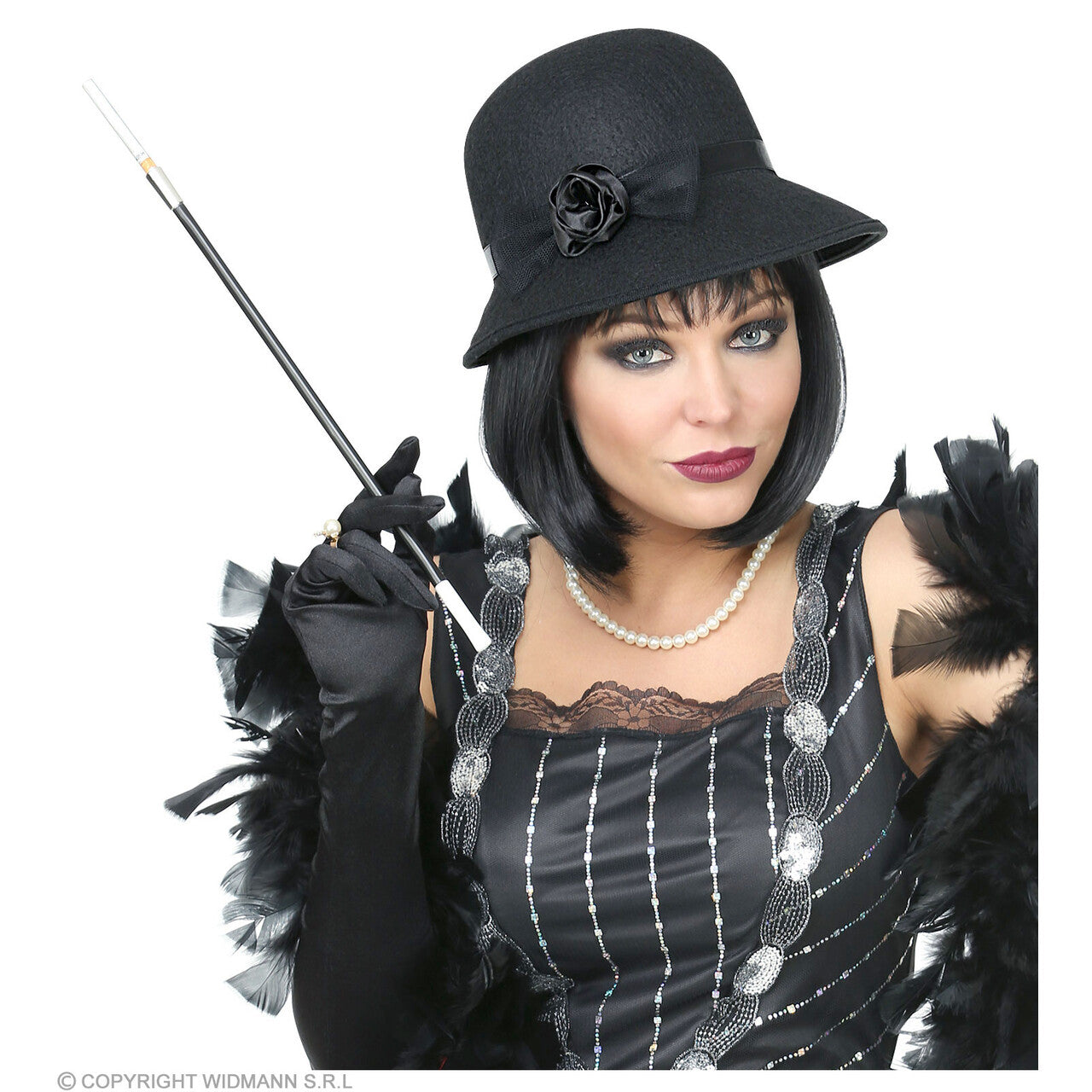 Op deze afbeelding zie je een Accessoires, van het merk Widmann. Typische Jaren 20 Flapper Hoed