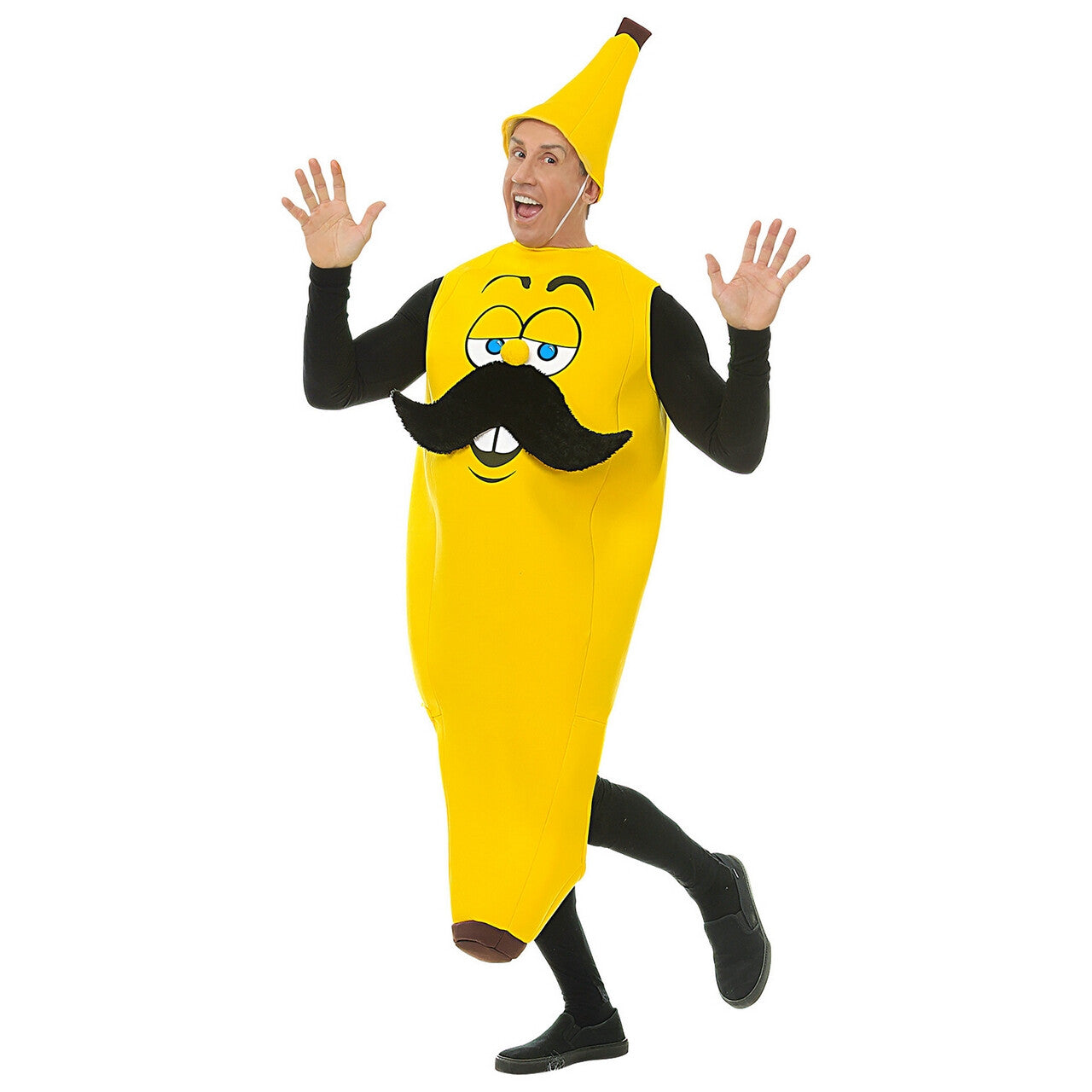 Op deze afbeelding zie je een Kostuums, van het merk Widmann. Lekker Geel Hapje Mister Banana Kostuum