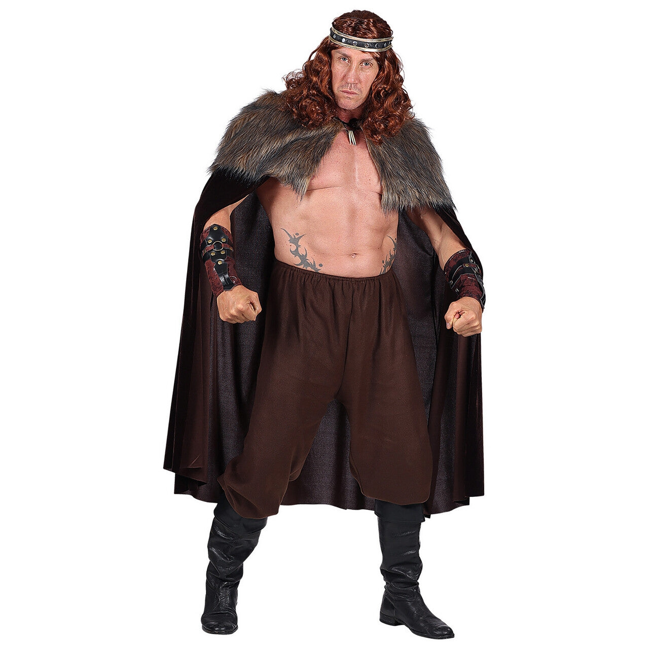 Op deze afbeelding zie je een Kostuums, van het merk Widmann. Barbaarse Middeleeuwse Viking Cape Met Bont Man